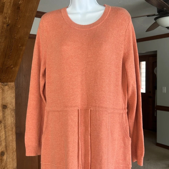 J.Jill Soft Red Clay Heather Pure Jill Drawstring-Waist Sweater Dress Women M - Picture 7 of 13